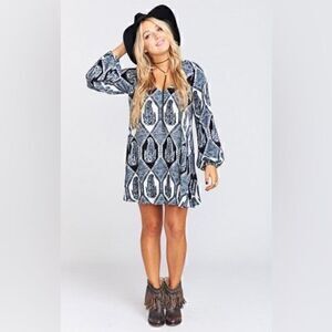 Show Me Your MUMU Long Sleeve Tunic dress with v-neckline & keyhole back closure